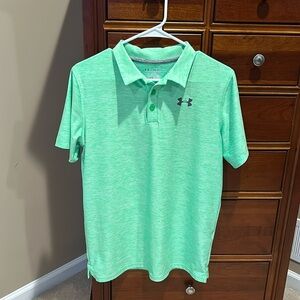 Under Armour boys collared heatgear shirt, neon green, youth XL, great for golf